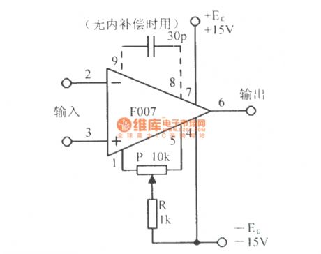 The basic application circuit of integrated operational amplifier F007