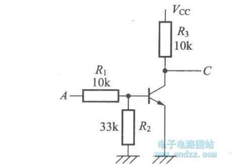 The NOT circuit using transistors