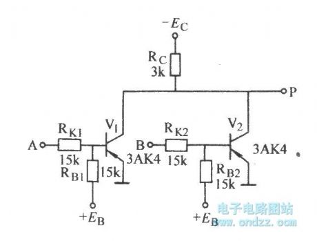 The transistor NOR gate circuit with two input ends