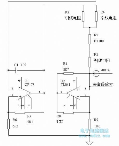 The front-end circuit of PT100