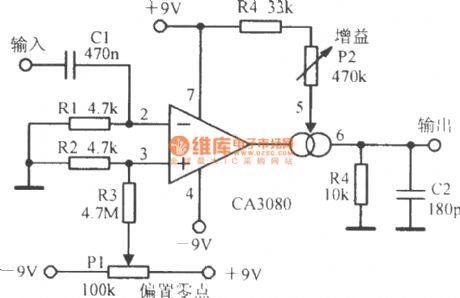 CA3080 variable gain amplifier circuit