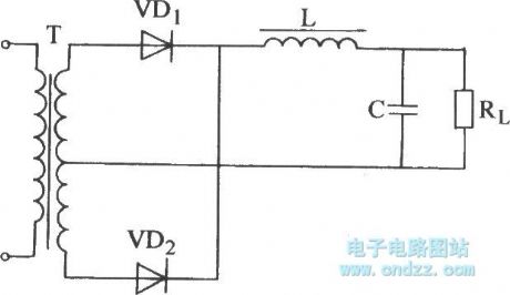 Single-phase full-wave rectifier duplex filter circuit