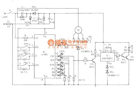 Multi-function fan with frogs calling control circuit using LC903