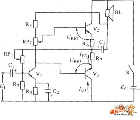Auxiliary symmetric OTL power amplifier circuit diagram