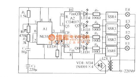 Four-way flashing light string circuit ( 1 )