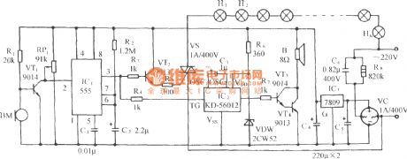 Sound control color light circuit with twitter( 555, KD-5602 )