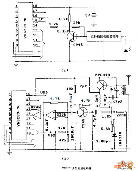 YN 5203 ( anti-theft system) radio or infrared remote control decoding circuit diagram