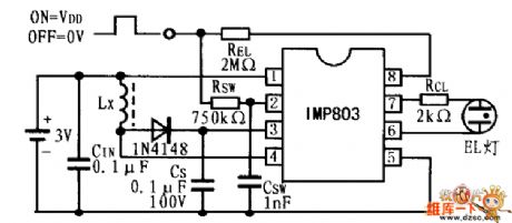 3 square inch EL light drive circuit diagram