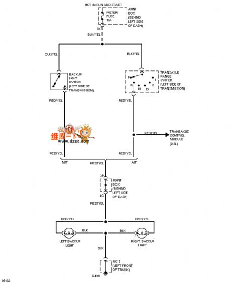 Mazda 626 backup light circuit diagram