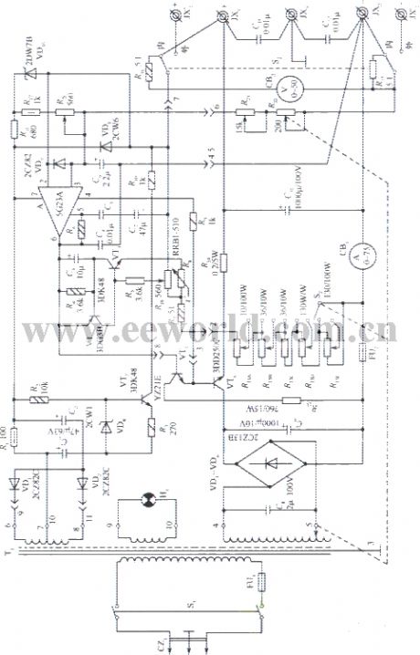 0V to 50V regulated voltage power supply circuit