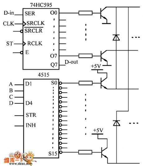 Multimedia video LED dot matrix drive circuit diagram
