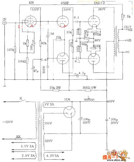 2A3A Vacuum Tube Push-Pull Amplifier Circuit