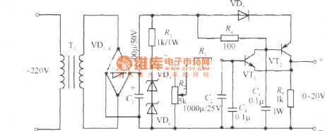 0～20v、1A Regulated voltage power supply circuit