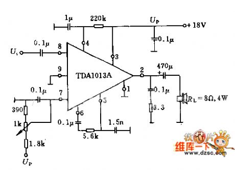 4W power amplifier circuit of integrated amplifier