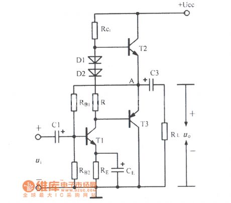 Single-supply complementary symmetrical power amplifier Circuit Diagram
