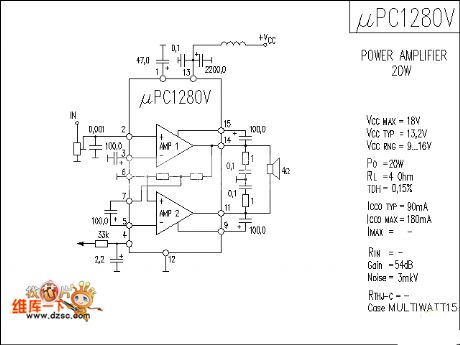 Power Amplifier uPC1280V Circuit