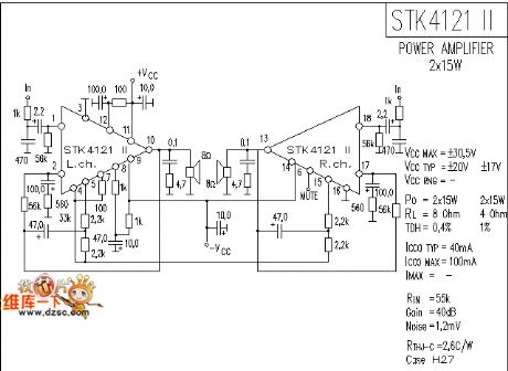 STK4121-2 Power Amplifier Circuit Diagram