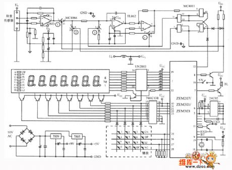 The unipole slab electron weighs system circuit diagram composed of ZEM series