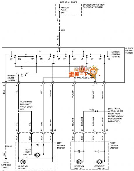 Cadillac deville electric rearview mirror circuit diagram