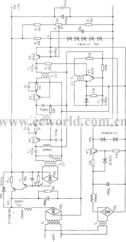 70V Regulated voltage power supply circuit