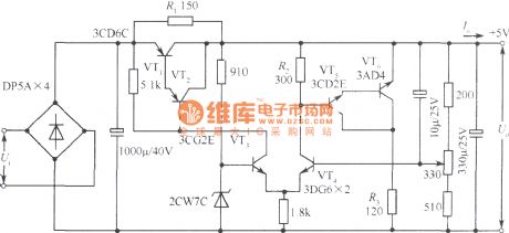 5V Collector output serial and parallel combination regulated power supply circuit