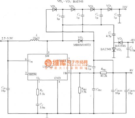 LM2622 adopted triple output switch power supply circuit diagram