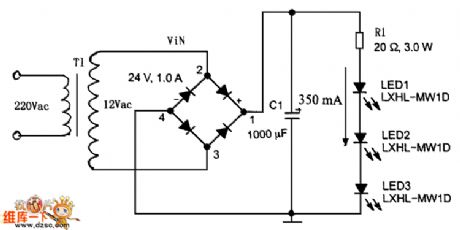 High current LED drive circuit diagram with AC power supply