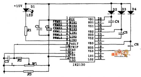 Switch tube drive circuit diagram composed of IR 2130