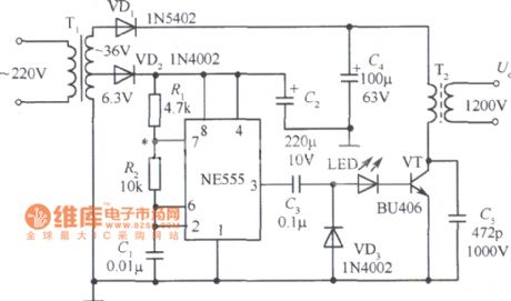 Neon high pressure power supply circuit