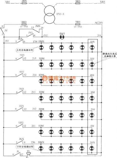 APM-81 Ac double speed elevator indicator lights circuit (1)