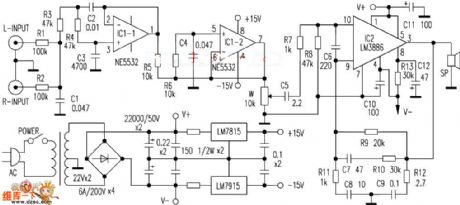 ne5532 Low noise amplifier circuit diagram 1