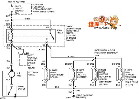 Cadillac deville horn circuit diagram