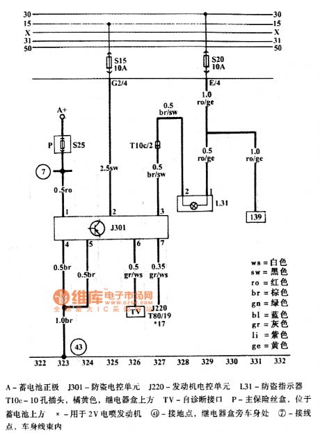 Jetta anti-theft system circuit
