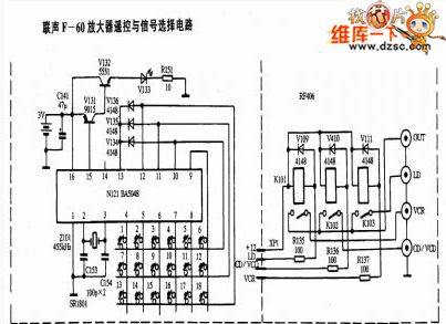 United Sound F-60 amplifier remote control and signal select circuit