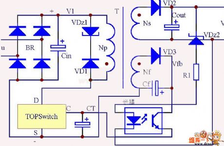 Monolithic switching power supply circuit diagram