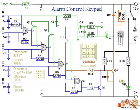 Alarm control keyboard circuit diagram