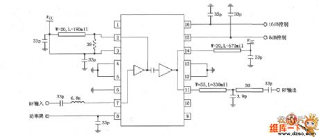 915MHz power amplifier application circuit composed of RF2155