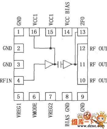 RF2162 900MHz linear amplifier pin circuit