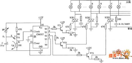 Timing light control circuit consist of CD4017