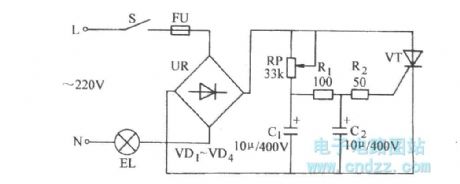 Ordinary thyristor dimming circuit