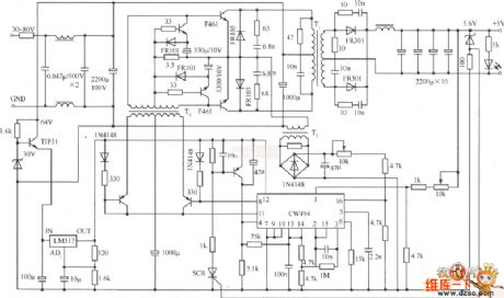 CW494 Double-pointed convertor switching regulated power supply circuit diagram