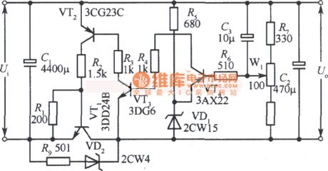 15V、1A Collector output regulators power supply circuit diagram