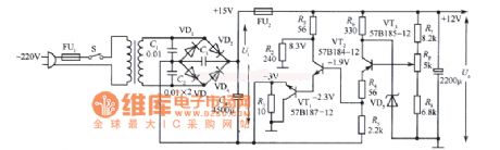 15V、1A Collector output regulators power supply circuit diagram two