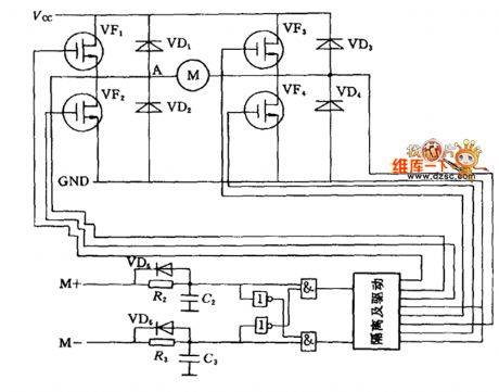 DC motor bridge drive circuit diagram