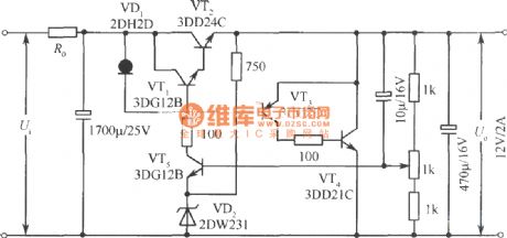 12V regulated voltage power supply circuit with series and parallel connection combination