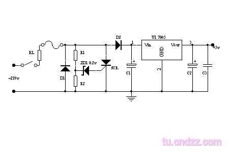 AC220V stabilivolt to DC5V Circuit