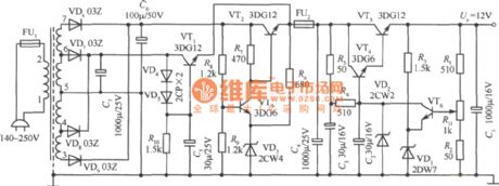 Grid voltage between 140 ~ 250V 12V fixed power supply circuit diagram
