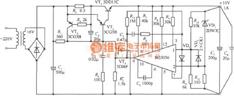 1OV、1A Precision fixed power supply circuit diagram
