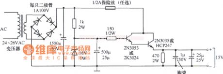 15V、600mA Regulators power supply circuit diagram