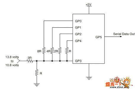 Singlechip  storage battery monitor circuit based on PIC12C508